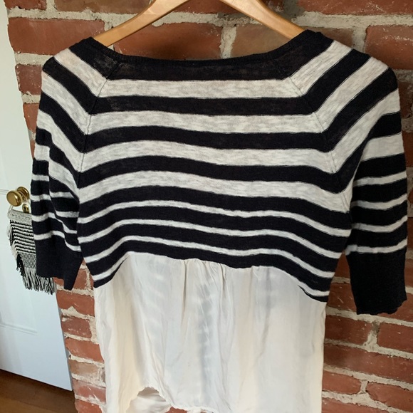 Free people knit poly shirt w tie S blue stripe - Picture 4 of 4